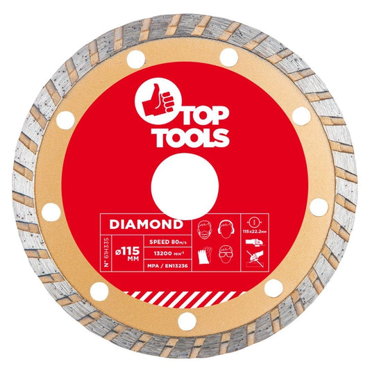 Disco Diamantato Diam. 115 Mm TOP TOOLS corona continua